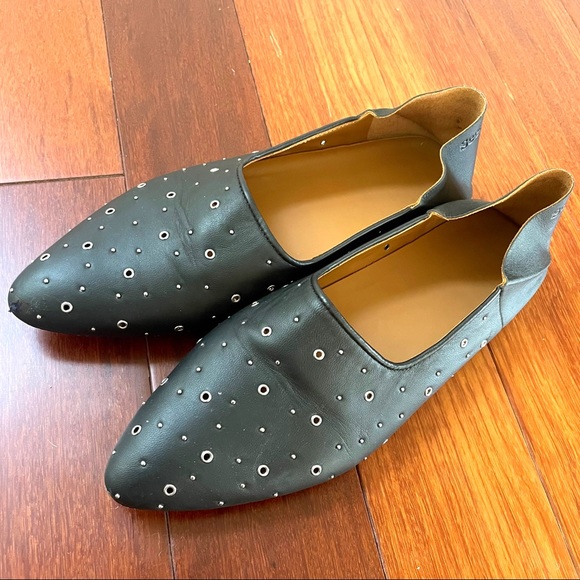 See by Chloé • matt grommet studded leather flat in nero sz 8.5 - Picture 2 of 9